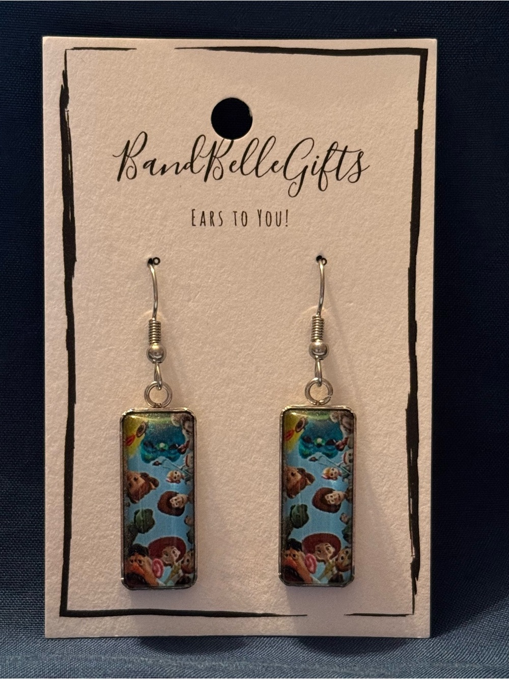 Toy Story Character Silver Bar Drop Earrings